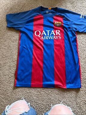 B54 Men’s Sm Barcelona 2016/17 Home Jersey Messi #10 With Patches PLAY